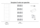 Scarpiera 5 Ante con Specchio 63x190x29 cm Ossido Bianco