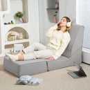 Poltrona Moderna da Pavimento Convertibile in Chaise Longue in Tessuto Grigio Chiaro      