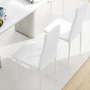 Set 2 Sedie 41x50x97 cm con Schienale Alto in Finta Pelle e Acciaio Bianco 