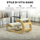 Sedia Inginocchiatoio Regolabile in 6 Posizioni 55x85x55 cm in Tessuto Effetto Lino e Legno di Betulla Crema      