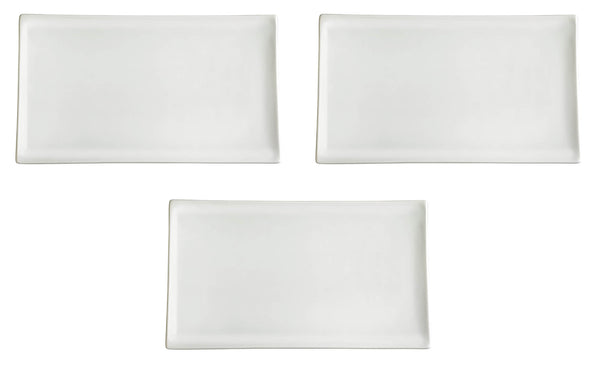 sconto Set 3 Vassoi Rettangolari 28x14x1,7 cm in Porcellana Allluminica Kaleidos Aluxina Bianchi