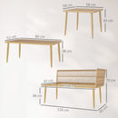 Set 4 Pezzi da Esterno 2 Divani con Cuscini e 2 Tavolini in Rattan PE Colore Legno   