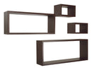Set 3 Mensole Cubo da Parete Quadrato e Rettangolare in Fibra di Legno Merlino Wengè Seconda Scelta