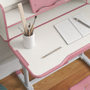 Banco Studio Scuola per Bambini 80x54,5x104 cm con Sedia Regolabile e Piano Inclinabile Rosa