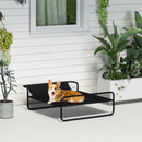 Lettino Brandina per Cani Piccoli e Medi 91x69x29 cm Rialzato con Poggiatesta da Esterno in Tessuto a Rete Nero      