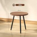 Tavolino da Salotto Ø40x39 cm con Bordo Rialzato e 3 Gambe in Legno e Acciaio Nero e color Legno  