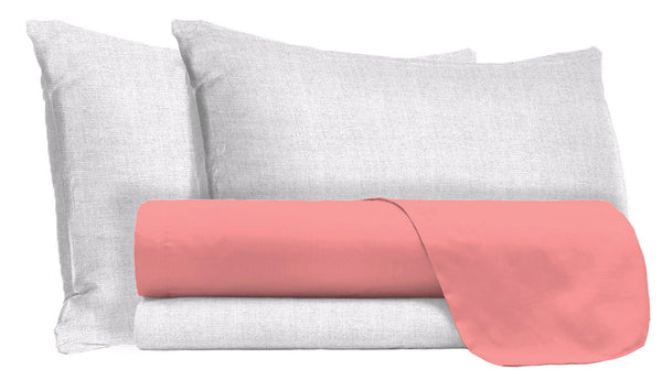 Set Lenzuola Sopra Sotto e Federe in Cotone Corallo Varie Misure prezzo