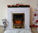 Camino Elettrico da Pavimento 85x95x30 cm Effetto Fiamma 2000W Arthur & Galileo Gold Bianco