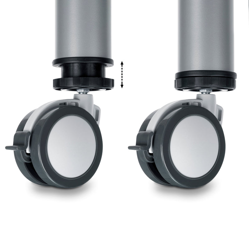 Gambe Regolabili con Rotella e Freno Ø60 mm Imballo 1 Pezzo Verniciato Alluminio Acciaio Emuca