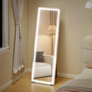 Specchio a Figura Intera 150x50 cm con Luci LED a 3 Colori da Terra o Parete in Vetro Temperato Trasparente      