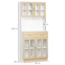 Mobile da Cucina Credenza 80x40x180 cm Ante in Vetro in Legno Bianco e Legno