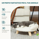 Cuccia Divanetto per Cani e Gatti 47x40x20 cm con Schienale Sfoderabile in Peluche Crema      