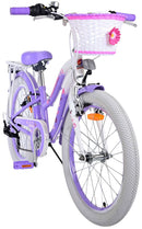 Bicicletta per Bambine 20" Freni Vbrake con Cestino e Portapacchi Viola e Bianco