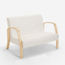 Divano 2 Posti 112x70x80 cm in Legno e Tessuto Bianco