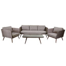 Set da Giardino Divano 2 Poltrone e Tavolino in Polyrattan Tirreno Naturale 3P