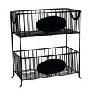 Portatutto in metallo nero rettangolare 2 piani cm 32,5x15,5xh34,5