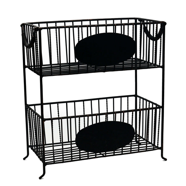 online Portatutto in metallo nero rettangolare 2 piani cm 32,5x15,5xh34,5