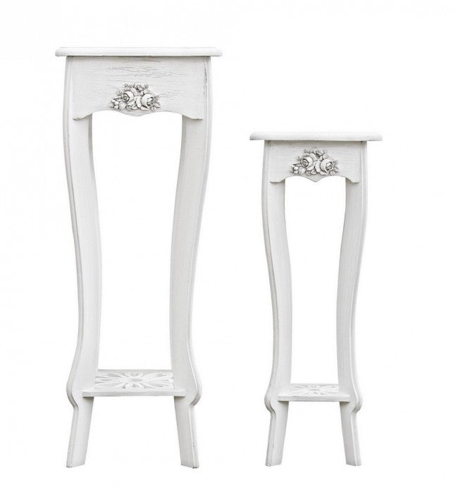 Set 2 Porta Lampada Blanc in Legno