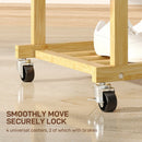 Stender Appendiabiti con 2 Barre 80x40x160 cm Ripiano Inferiore e 4 Ruote in Bambù Colore Legno Naturale      