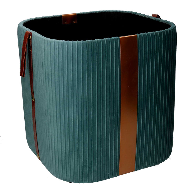 Set  3 Pouf Contenitore in Tessuto Velluto Verde Salvia