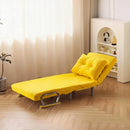Poltrona Letto Reclinabile Chaise Lounge con Seduta Imbottita Convertibile in Velluto a Coste Giallo Mostarda