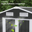 Capanno Box da Giardino 195,5x158,5x188 cm con 2 Porte Scorrevoli in Acciaio Nero      