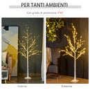 Albero di Natale Bianco con Luci LED 20x20x150 Base Quadrata in Acciaio e Polipropilene
