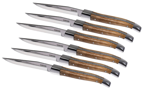 prezzo Set 6 Coltelli da Bistecca Lama Liscia Manico in Legno Steak Alps