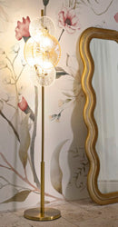 Lampada da Terra Osaka 30x30x164 cm in Ferro e Vetro Oro e Marrone e Trasparente      