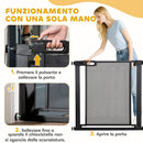Cancellino per Cani Estensibile a Pressione 75-82x76 cm con Chiusura Automatica in Acciaio e ABS Nero      