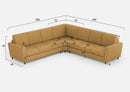 Divano Angolare 7 Posti 288x288x85 cm Yasel in Tessuto Ocra