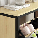 Scarpiera Slim con 3 Cassetti per 18 Paia di Scarpe 60x24x124 cm Ripiani Regolabili Rovere