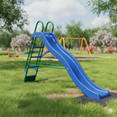 Scivolo per Bambini 285x46x165,5 cm in Metallo Blu e Verde