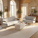 Divano 3 Posti Moderno 174x75x76 cm Rivestito in Ciniglia Struttura in Acciaio Beige      