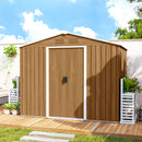 Casetta da Giardino 236x174x190 cm con Porte Scorrevoli in Lamiera di Acciaio Marrone      