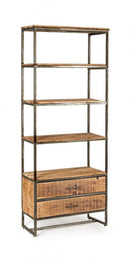Libreria 4 Ripiani 2 Cassetti 73x35x190h cm Elmer 