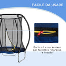 Trampolino Tappeto Elastico per Bambini Ø225x235 cm in Acciaio e PVC Nero e Blu