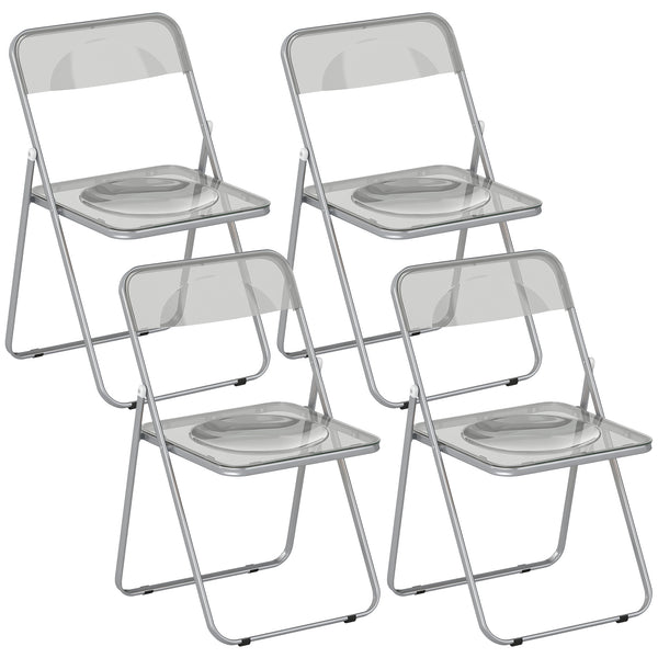 online Set 4 Sedie Pieghevoli 47x48x75 cm in Acrilico Trasparenti Grigio