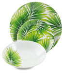 Servizio Piatti 18 Pezzi in Porcellana Soriani Foglie Verde