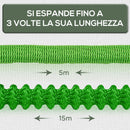 Tubo da Giardino Estensibile 15 m con Pistola Spray a 8 Funzioni Verde