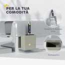 Lettiera per Gatti con Gradino 60,2x40,6x29 cm in Acciaio Inox e ABS Grigio Chiaro   