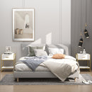 Set 2 Comodini Moderni con Cassetto e Ripiano Aperto 45x40x60 cm in MDF e Acciaio Bianco e Oro