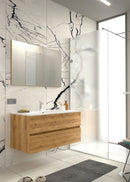 Mobile da Bagno Sospeso con Lavabo 100 cm e Specchio Bali Light Rovere Miele      