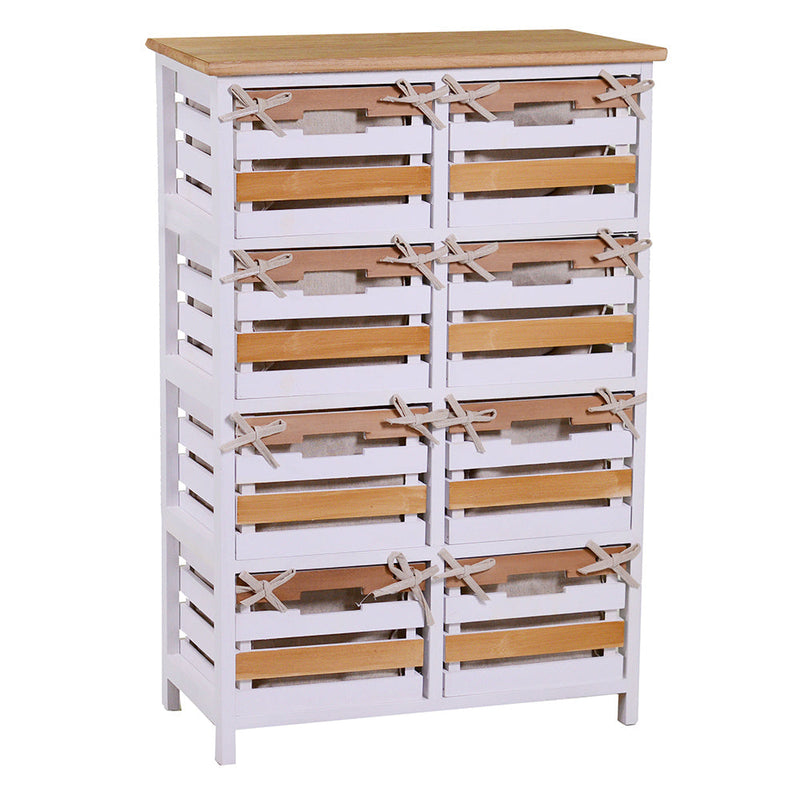 Cassettiera 8 Cassetti in Legno 58x30x85cm Matilda Noce Chiaro e Bianca