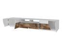 Mobile TV 4 Ante 2 Cassetti 260x43x46 cm Alien Bianco Lucido e Acero Pereira