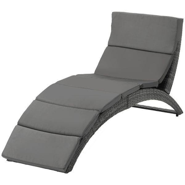 Lettino Prendisole da Giardino Pieghevole 59x156x78 cm in Rattan PE Ergonomica Grigio sconto