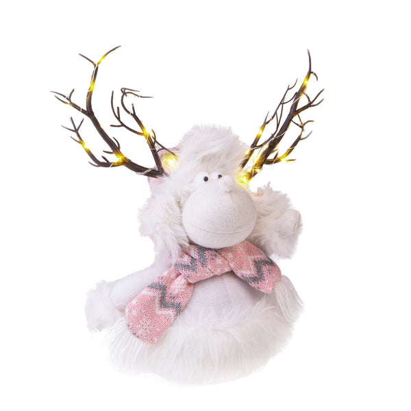 Renna con Led H35 cm in Tessuto Bianco/Rosa online