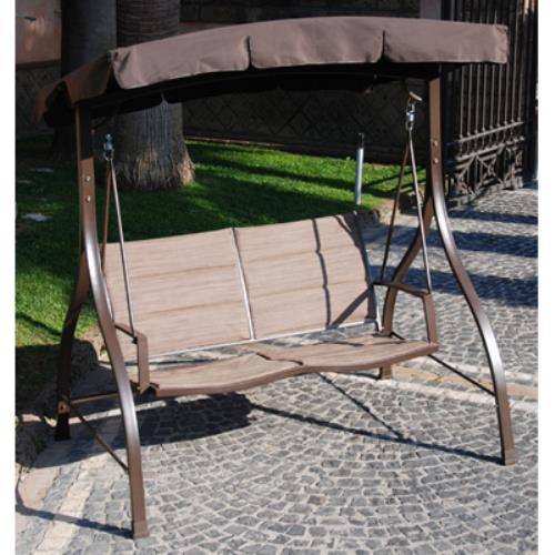 sconto Dondolo 2 Posti in Ferro con Rivestimento Seduta in Textilene Imbottito 160X114X163Cm