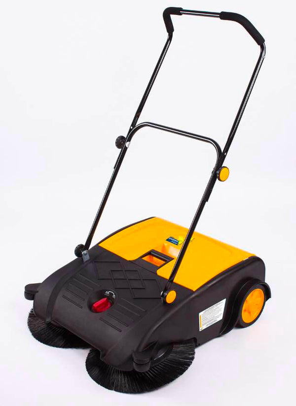 Spazzatrice Manuale a Spinta 2 Spazzole Rotanti Frontali Contenitore 50 Litri Giallo sconto