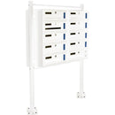 Cassetta Postale 160x60x17 cm 10 Posti con Supporto in Metallo Bianco